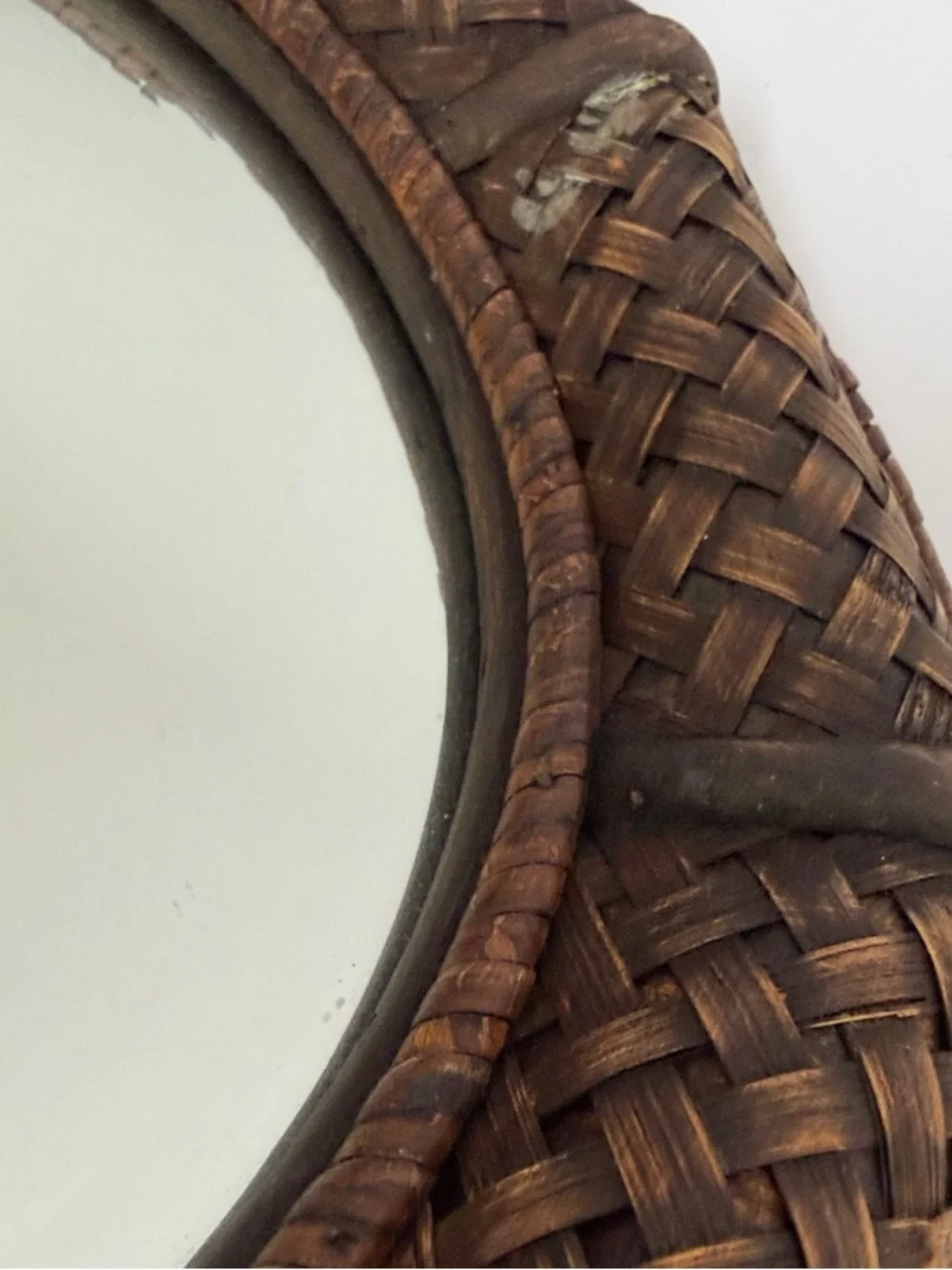 Woven Round Wall Mirror - Brown